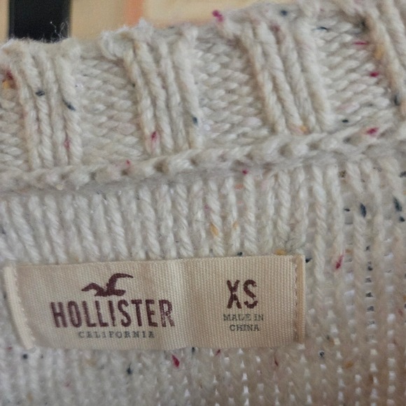 Hollister Y2K Cream Speckled Cable Knit Sweater XS Long Sleeve Crew Neck - Picture 6 of 6